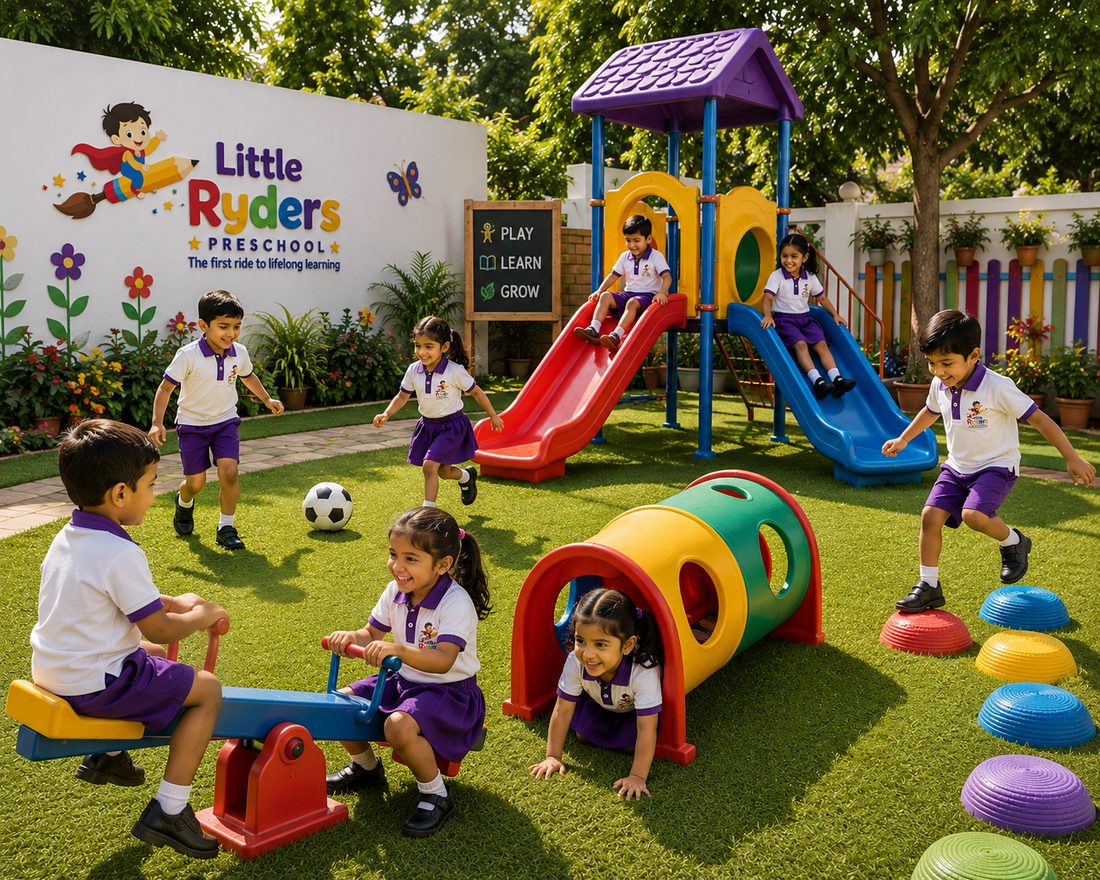 Outdoor play area at Little Ryders